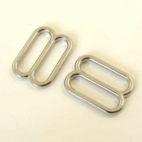 25mm Strap Adjuster / 3 Bar Slide Nickel Plated x2 artisanleather.co.uk